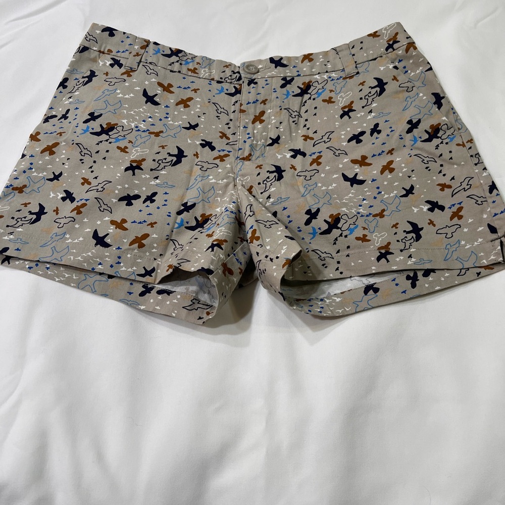 Patagonia Tan and Blue birds Organic Cotton Shorts